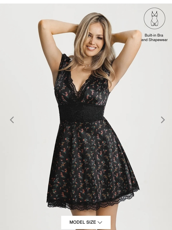 Popilush Dresses & Skirts - Popilush Black Floral Lace-Trim Fit & Flare Dress shapewear